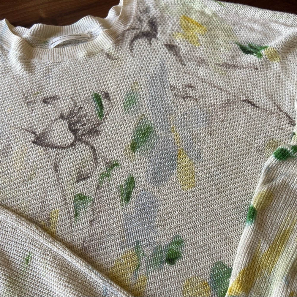 Anthropologie Printed-Linen Pullover Sweater - Picture 6 of 10